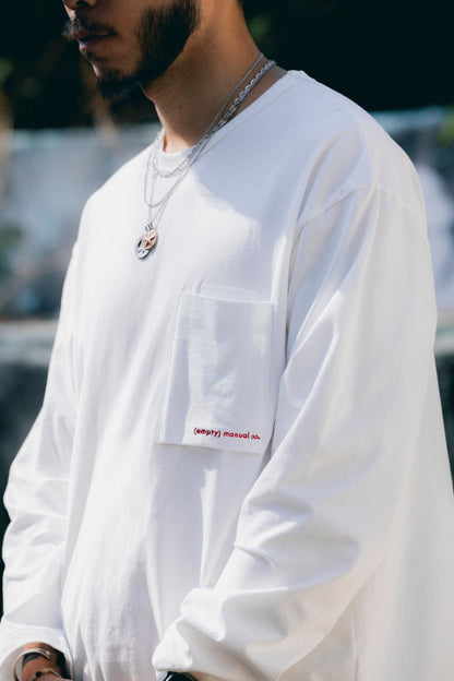 (empty) manual co. red embroidery L/S tee/ white - GROGROCERY