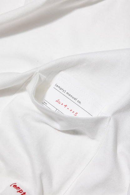 (empty) manual co. red embroidery L/S tee/ white - GROGROCERY