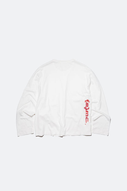 (empty) manual co. red embroidery L/S tee/ white - GROGROCERY