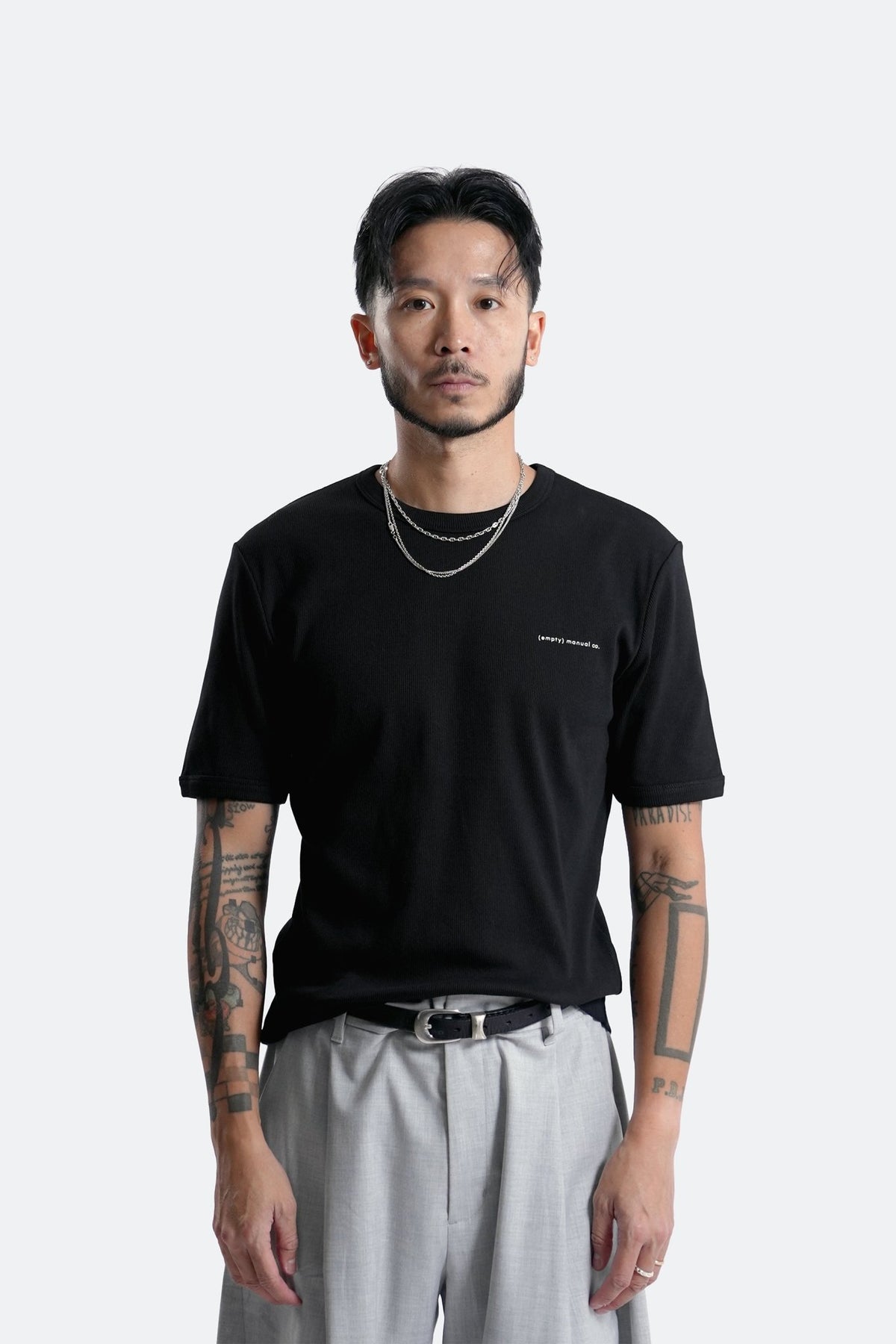 (empty) manual co. slim fit ribbed tee/ black - GROGROCERY