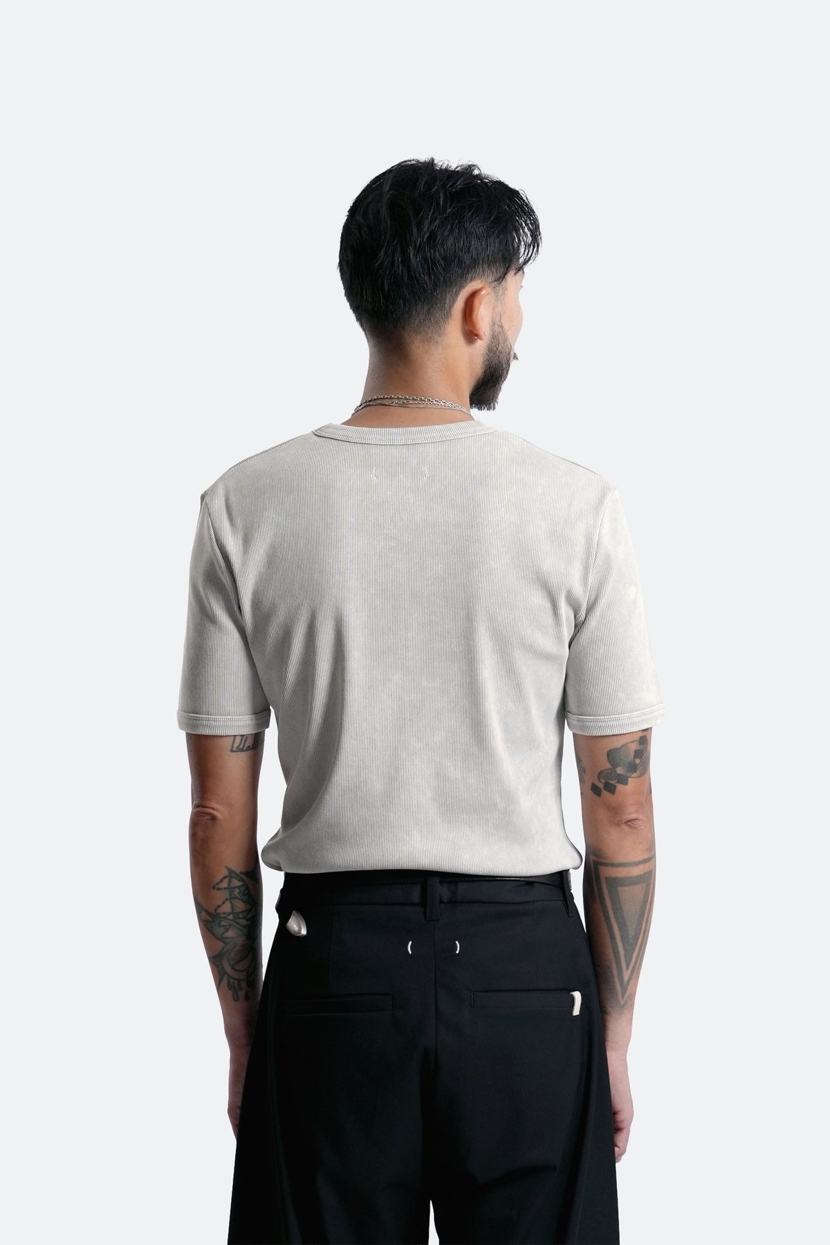 (empty) manual co. slim fit ribbed tee/ washed grey - GROGROCERY