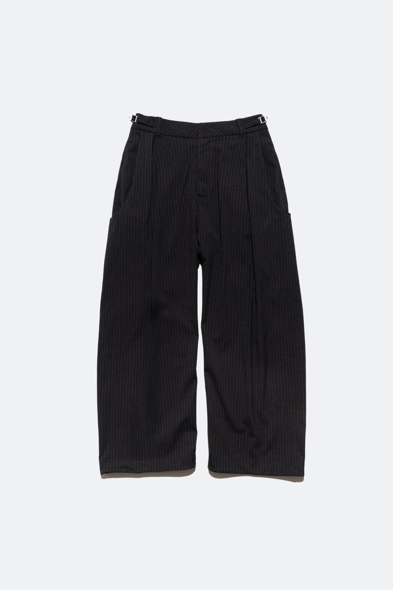 (empty) manual co. UU wide tailored pants/ charcoal stripe - GROGROCERY