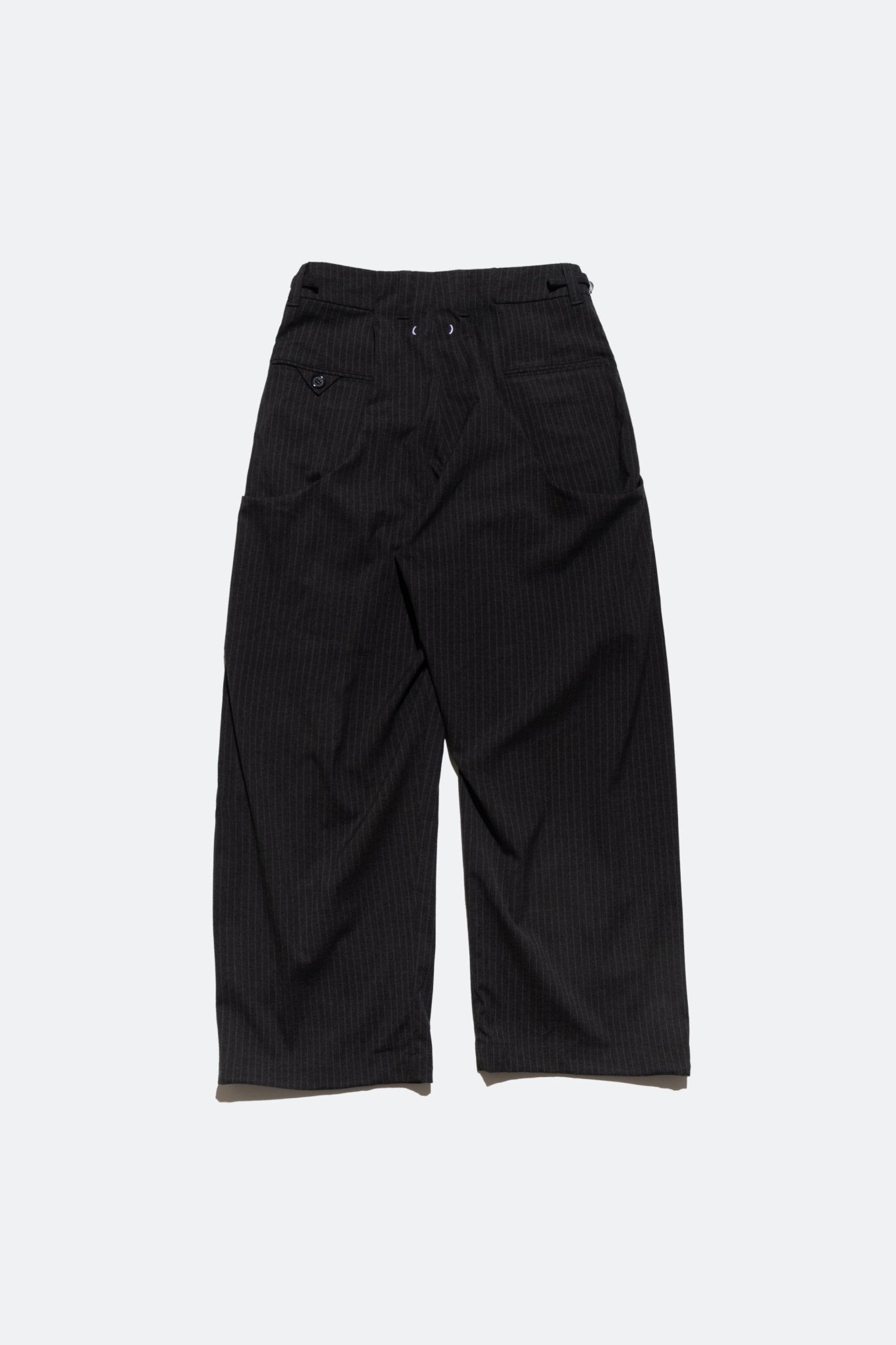 (empty) manual co. UU wide tailored pants/ charcoal stripe - GROGROCERY