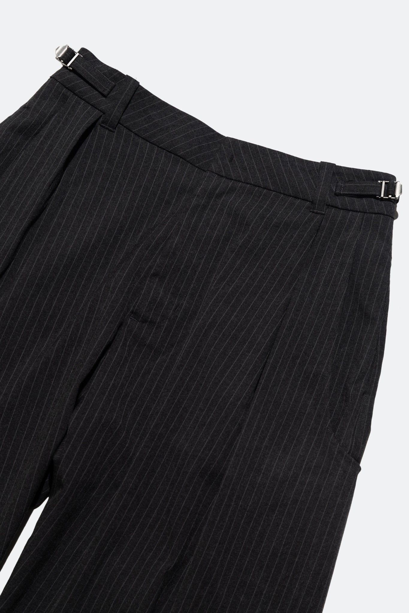 (empty) manual co. UU wide tailored pants/ charcoal stripe - GROGROCERY