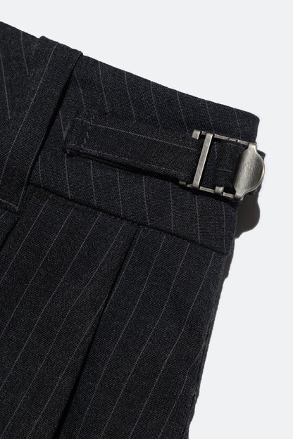 (empty) manual co. UU wide tailored pants/ charcoal stripe - GROGROCERY