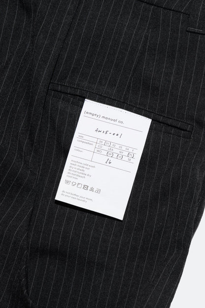 (empty) manual co. UU wide tailored pants/ charcoal stripe - GROGROCERY