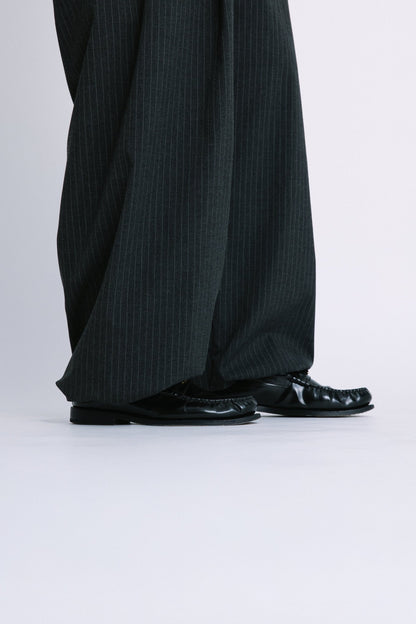 (empty) manual co. UU wide tailored pants/ charcoal stripe - GROGROCERY
