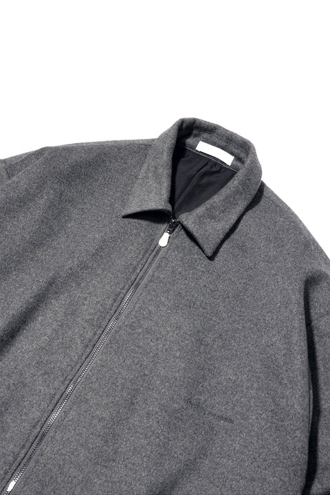 (empty) manual co. wide cut wool blend blouson jacket/ dark cement - GROGROCERY