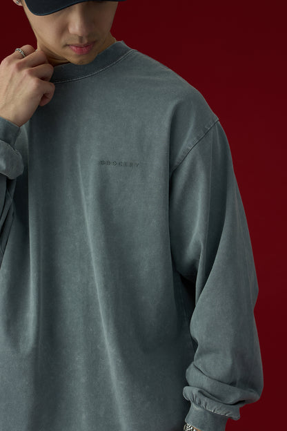 GROCERY BASIC WASHED LONG TOP/ GREY