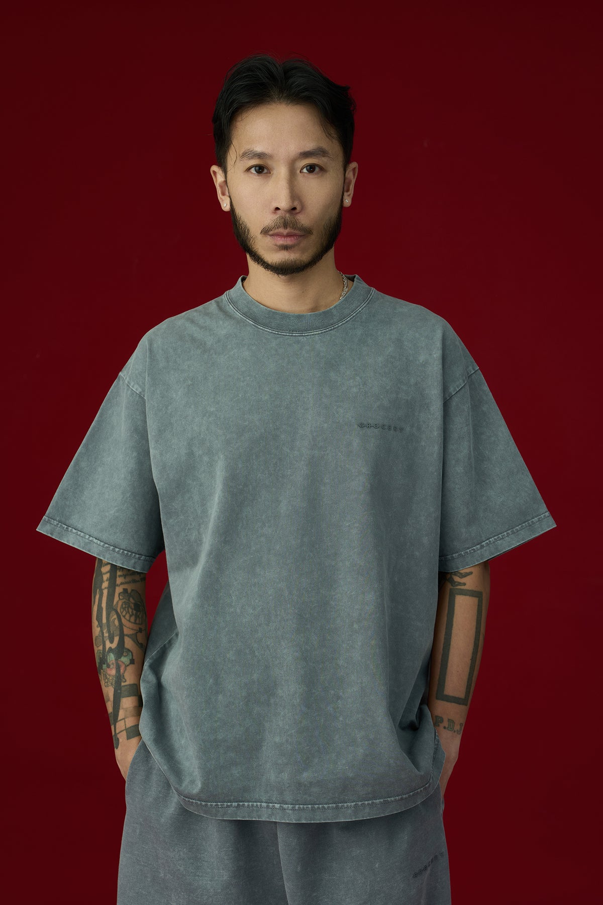 GROCERY BASIC WASHED BOXY TEE/ GREY