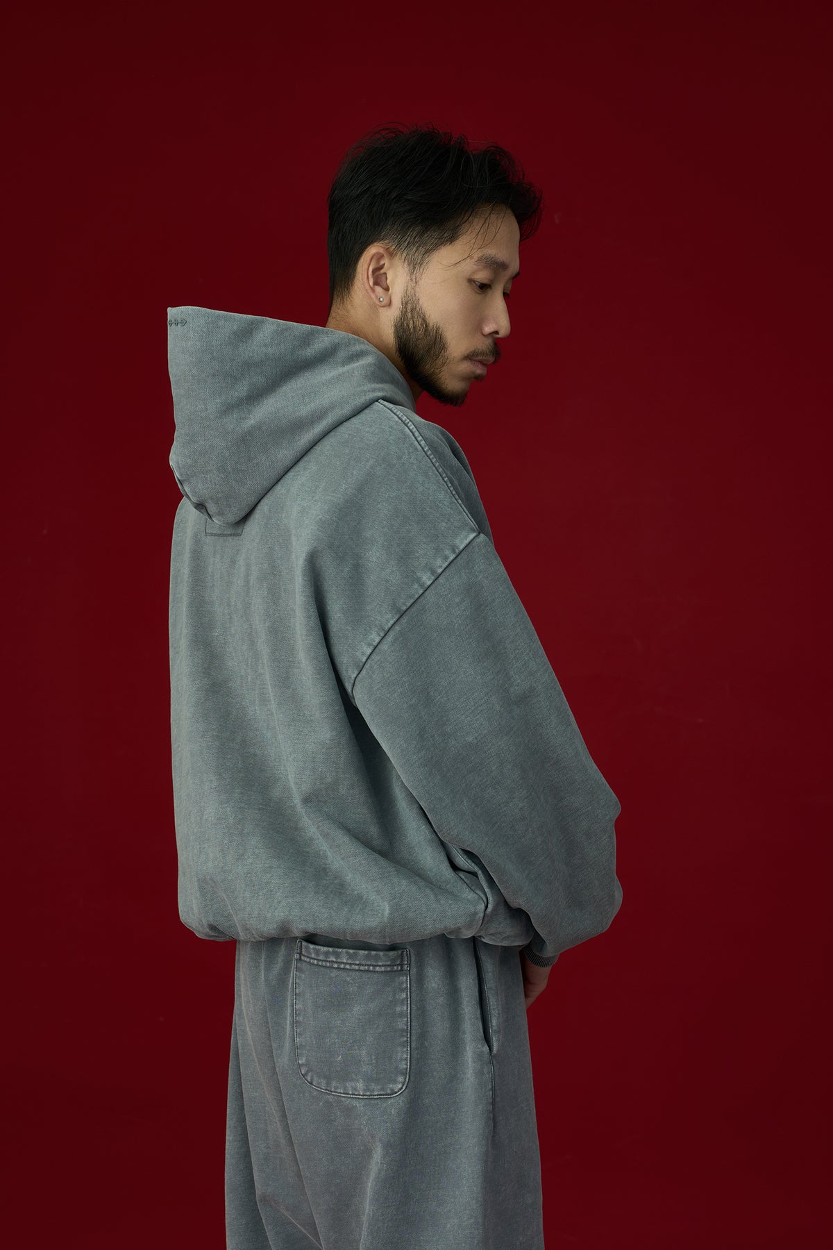 GROCERY BASIC WASHED ZIP UP HOODIE/ GREY