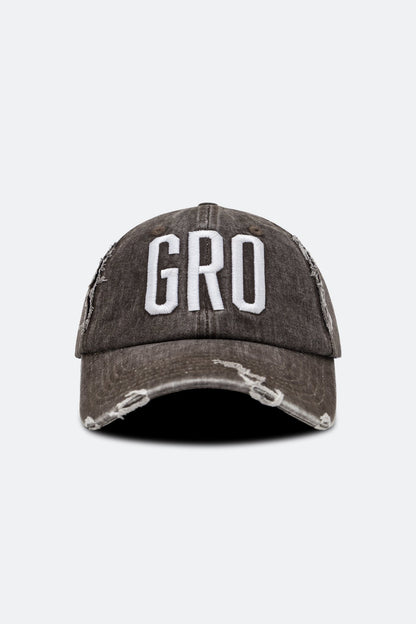 gro. by DM DISTRESSED LOGO CAP/ WASHED BROWN - GROGROCERY