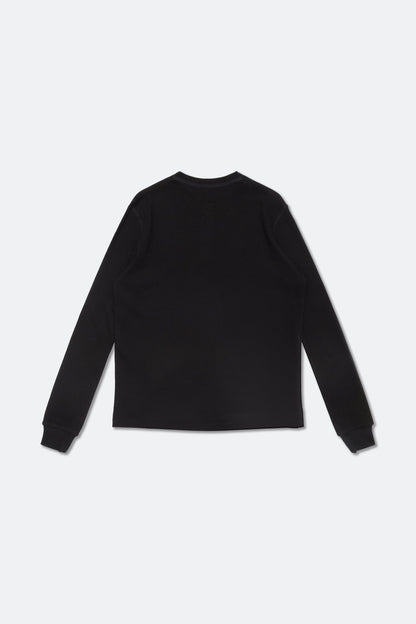 gro. by DM WAFFLE HENLEY NECK LONG TOP/ BLACK - GROGROCERY