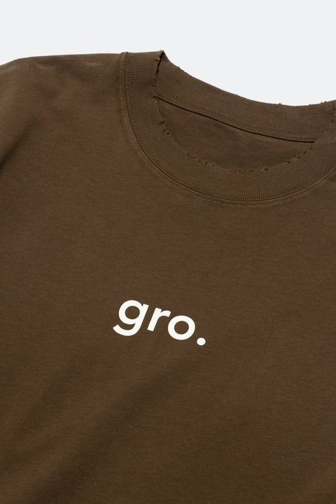 gro. By YH DISTRESSED LOGO TEE/ WALNUT BROWN - GROGROCERY