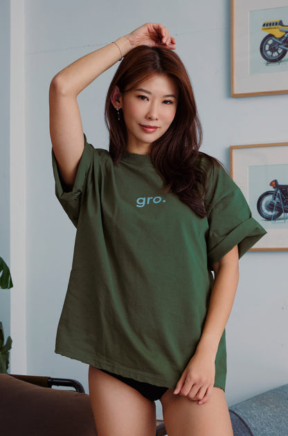 gro. by DM DISTRESSED LOGO TEE/ ARMY GREEN