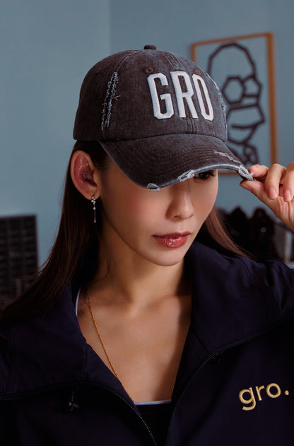 gro. by DM DISTRESSED LOGO CAP/ WASHED BROWN