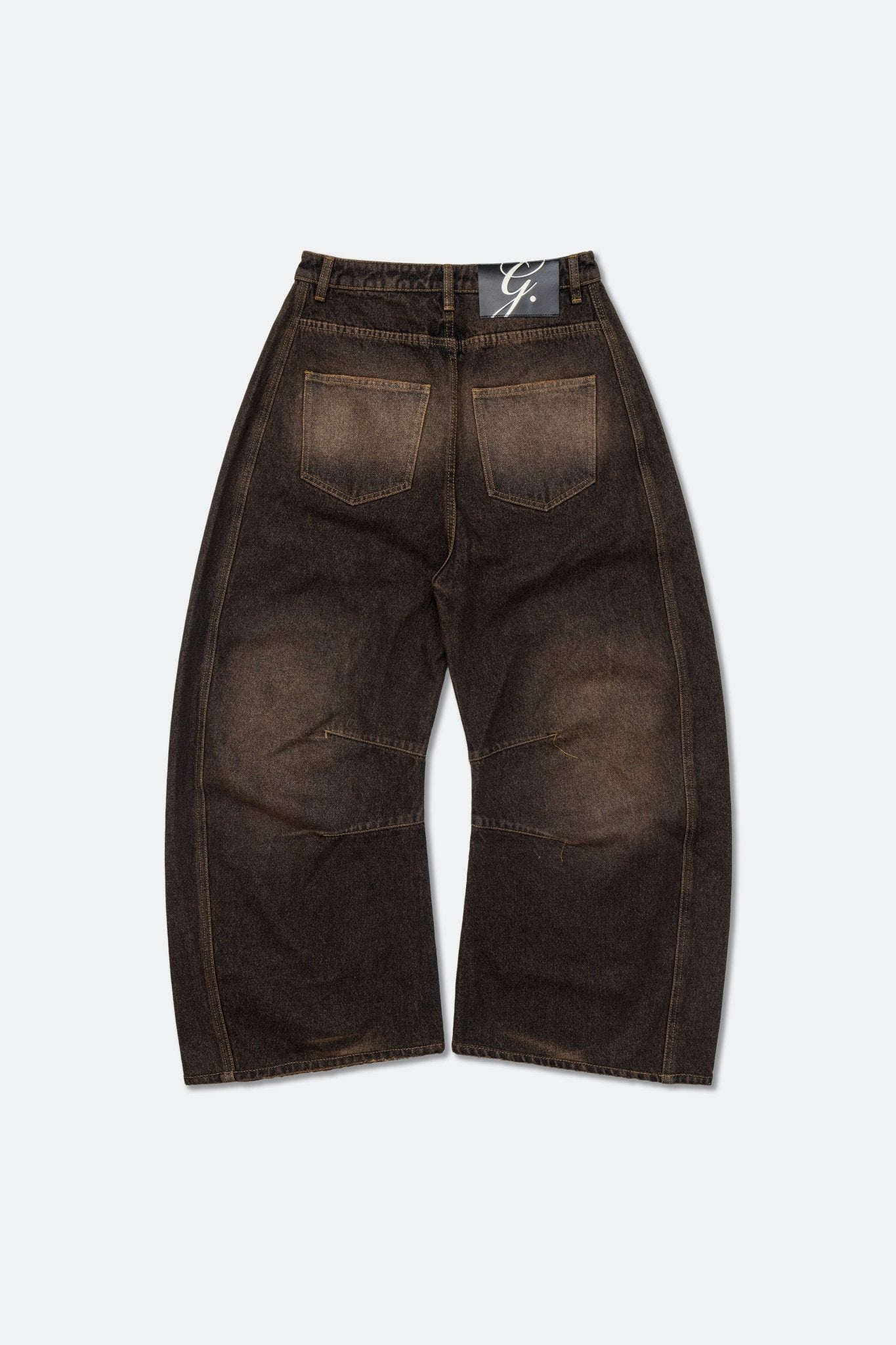 GROCERY ACID WASHED BARREL JEANS/ BROWN - GROGROCERY