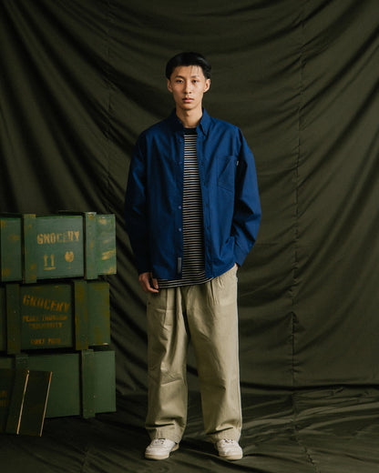 GROCERY ASYMMETRIC POCKET OXFORD SHIRT/ BLUE - GROGROCERY