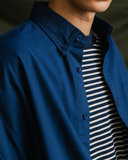 GROCERY ASYMMETRIC POCKET OXFORD SHIRT/ BLUE - GROGROCERY