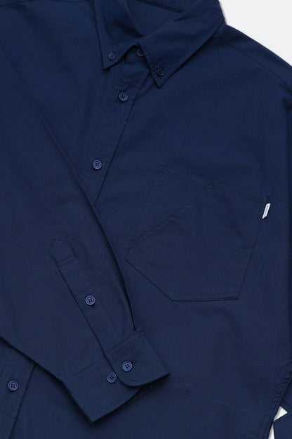 GROCERY ASYMMETRIC POCKET OXFORD SHIRT/ BLUE - GROGROCERY