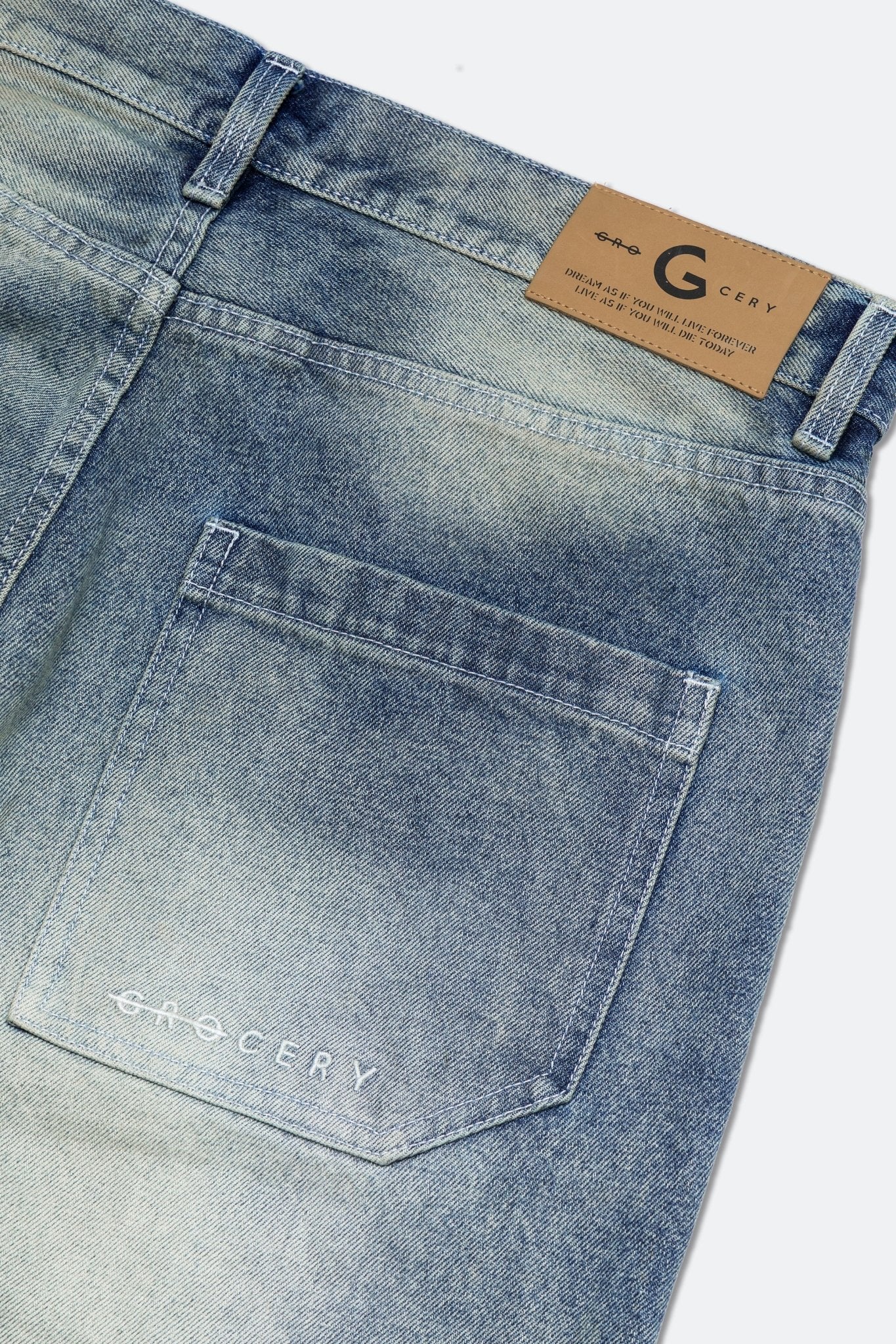 GROCERY BAGGY FADE WASHED DENIM JEANS / FADED BLUE - GROGROCERY