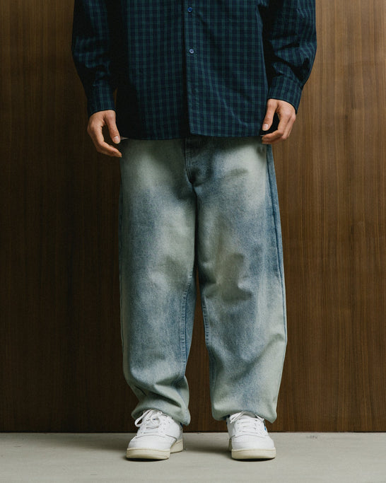 GROCERY BAGGY FADE WASHED DENIM JEANS / FADED BLUE - GROGROCERY