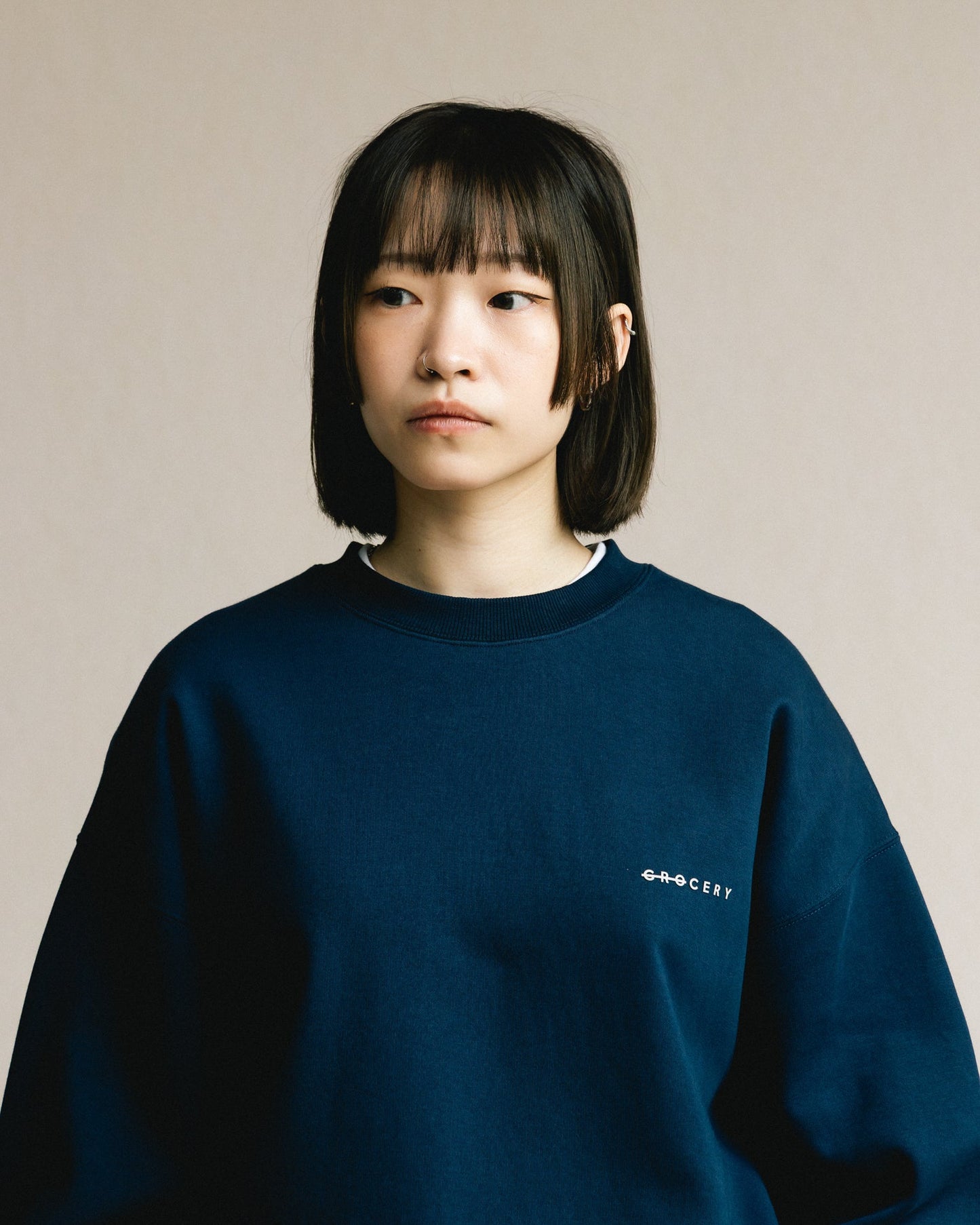 GROCERY BASIC CREWNECK SWEATER/ NAVY - GROGROCERY