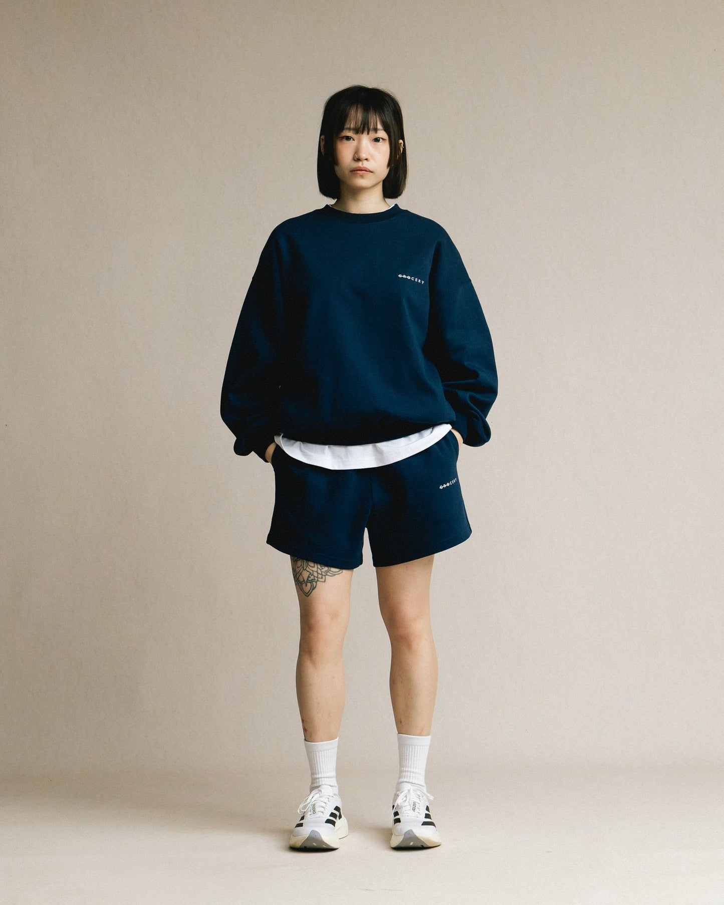 GROCERY BASIC CREWNECK SWEATER/ NAVY - GROGROCERY