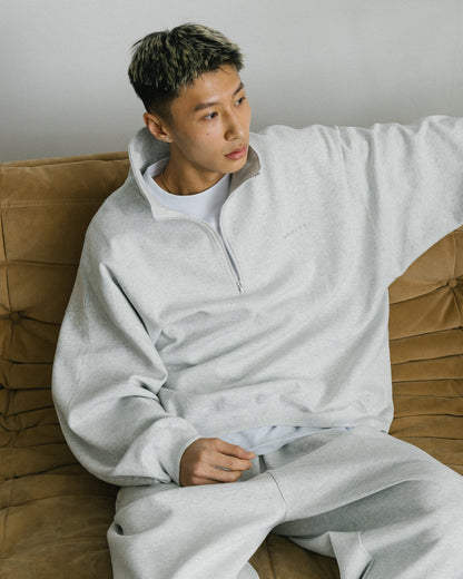 GROCERY BASIC HALF ZIP SWEATER/ HEATHER GREY - GROGROCERY