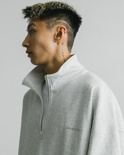 GROCERY BASIC HALF ZIP SWEATER/ HEATHER GREY - GROGROCERY