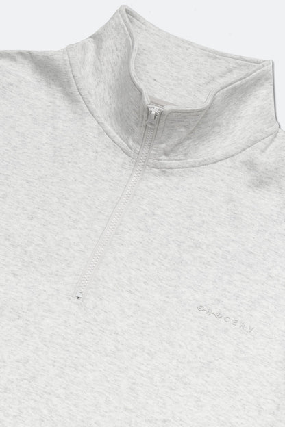 GROCERY BASIC HALF ZIP SWEATER/ HEATHER GREY - GROGROCERY
