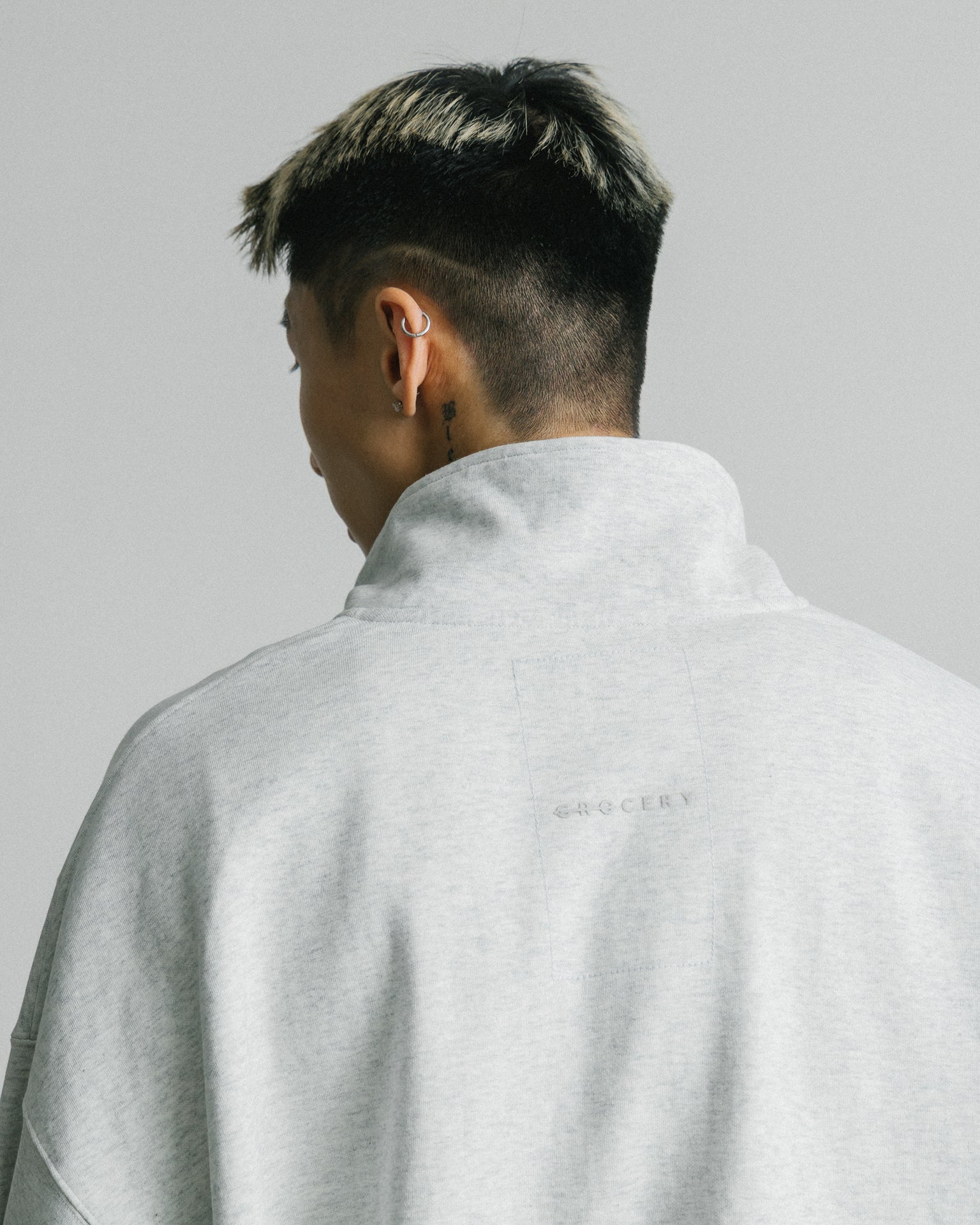 GROCERY BASIC HALF ZIP SWEATER/ HEATHER GREY - GROGROCERY