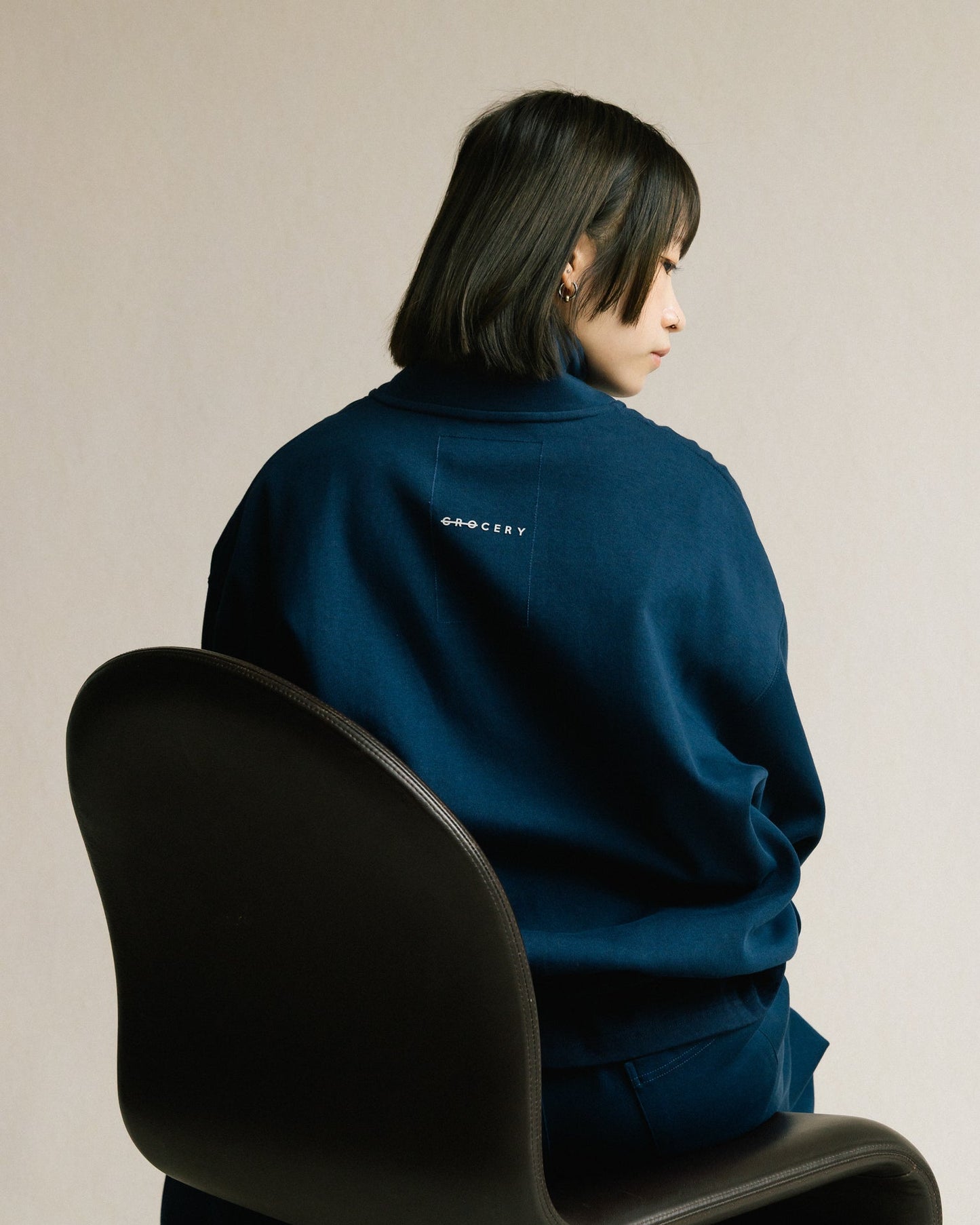 GROCERY BASIC HALF ZIP SWEATER/ NAVY - GROGROCERY