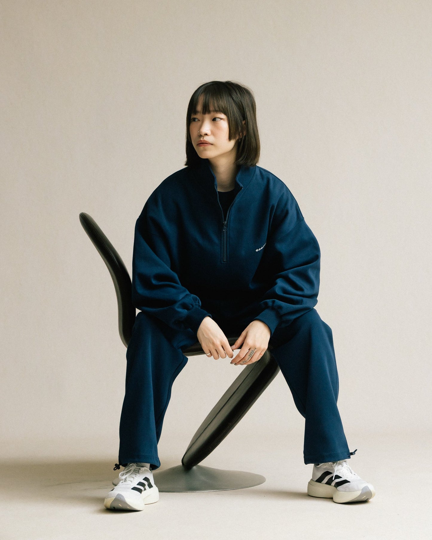 GROCERY BASIC HALF ZIP SWEATER/ NAVY - GROGROCERY