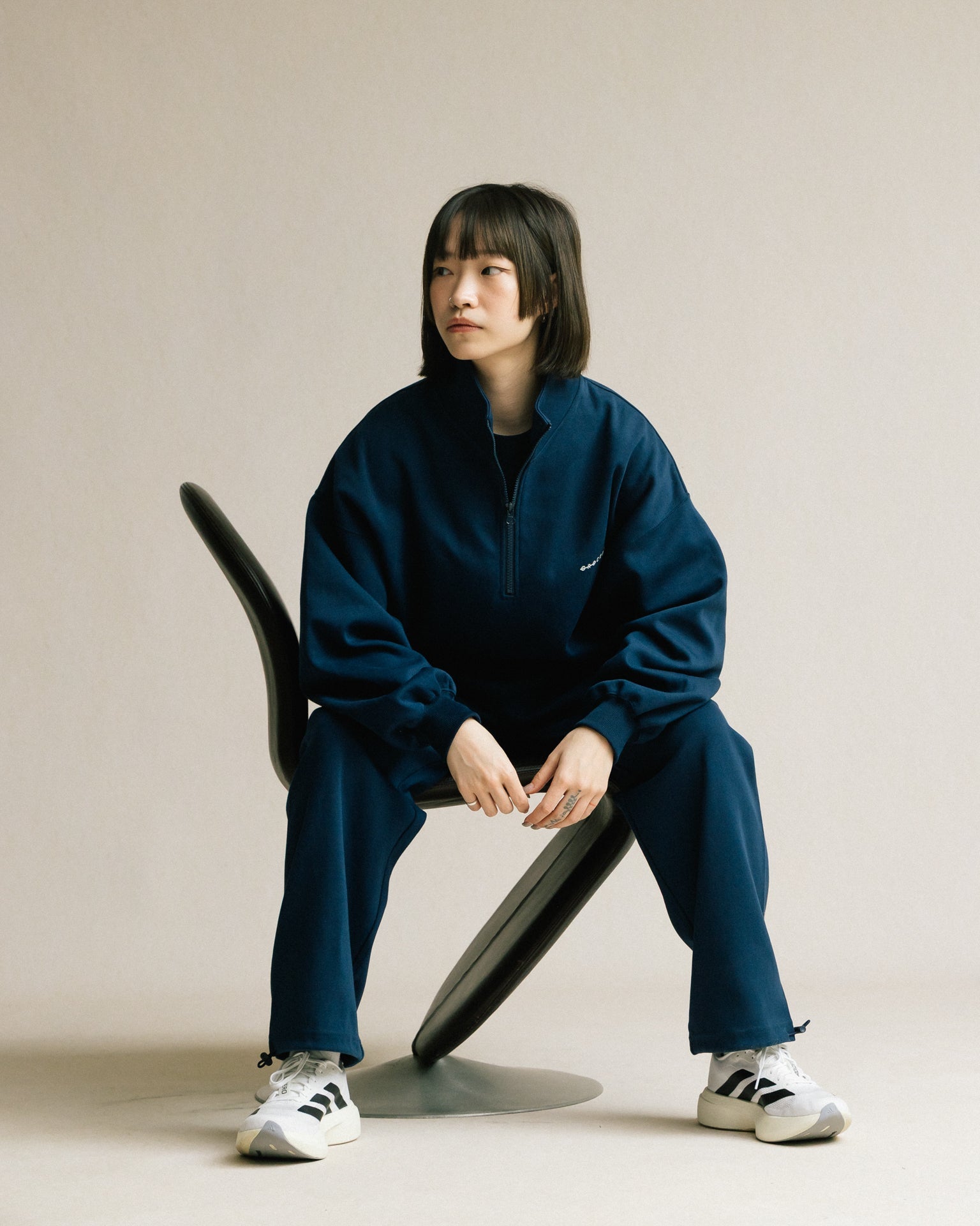 GROCERY BASIC HALF ZIP SWEATER/ NAVY - GROGROCERY