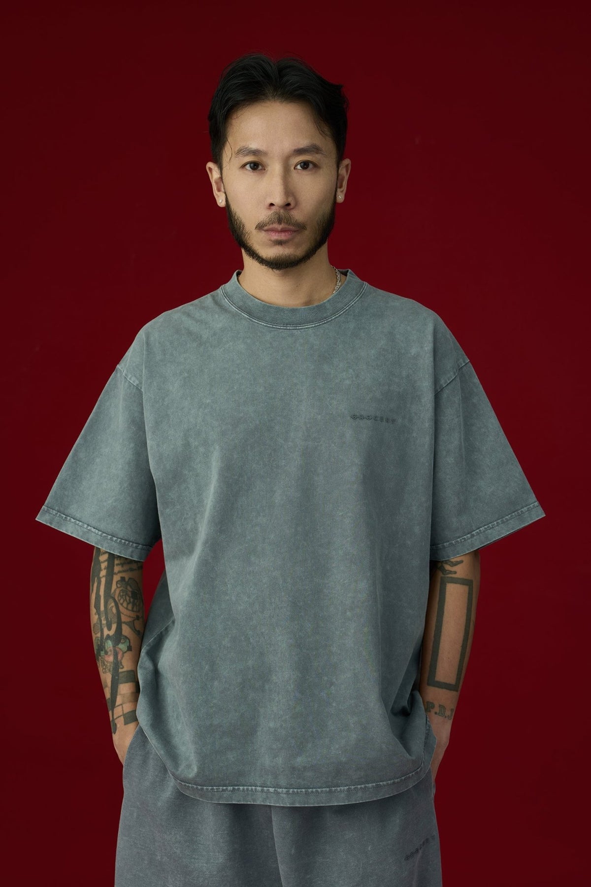 GROCERY BASIC WASHED BOXY TEE/ GREY - GROGROCERY