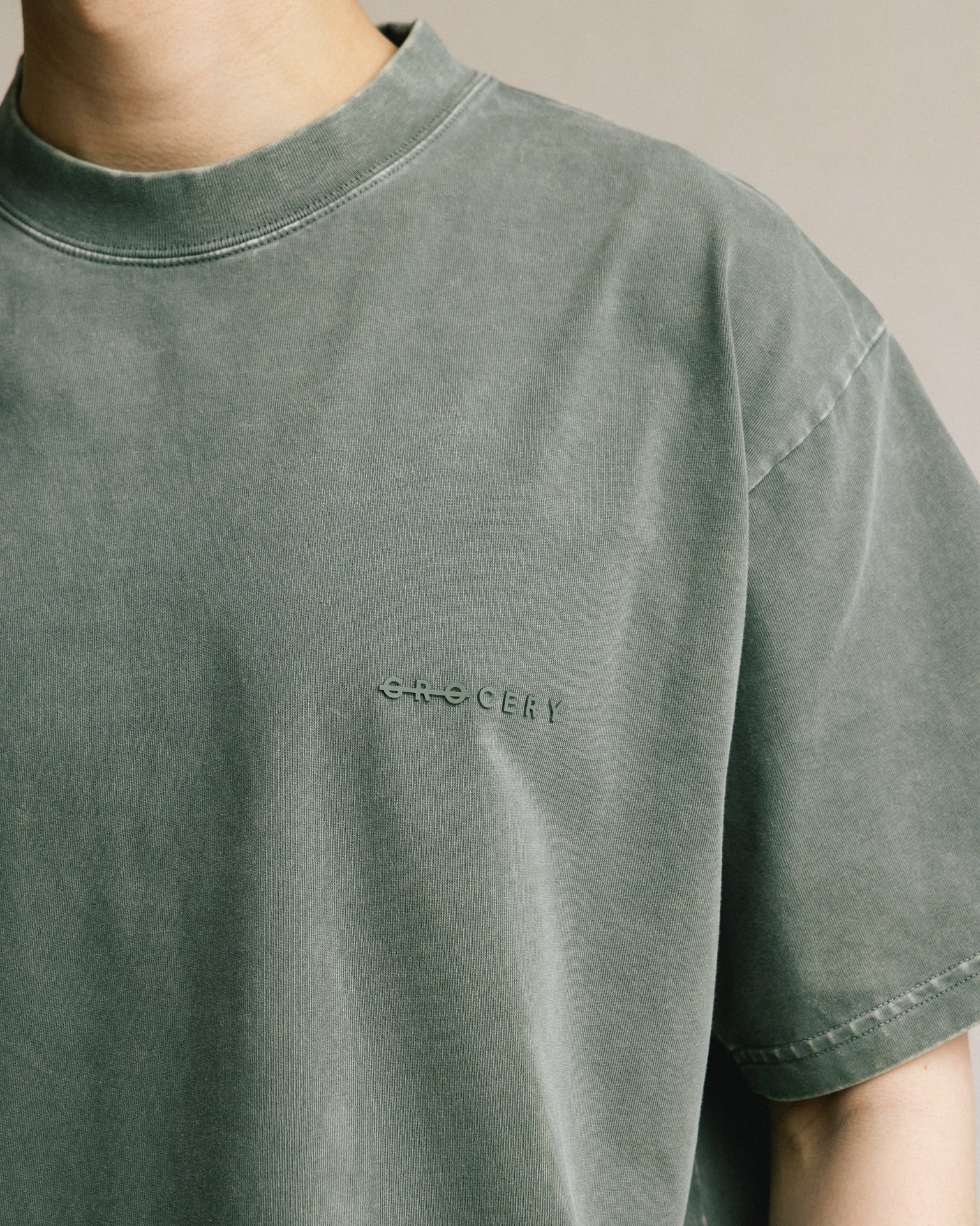 GROCERY BASIC WASHED BOXY TEE/ HUNTER GREEN - GROGROCERY