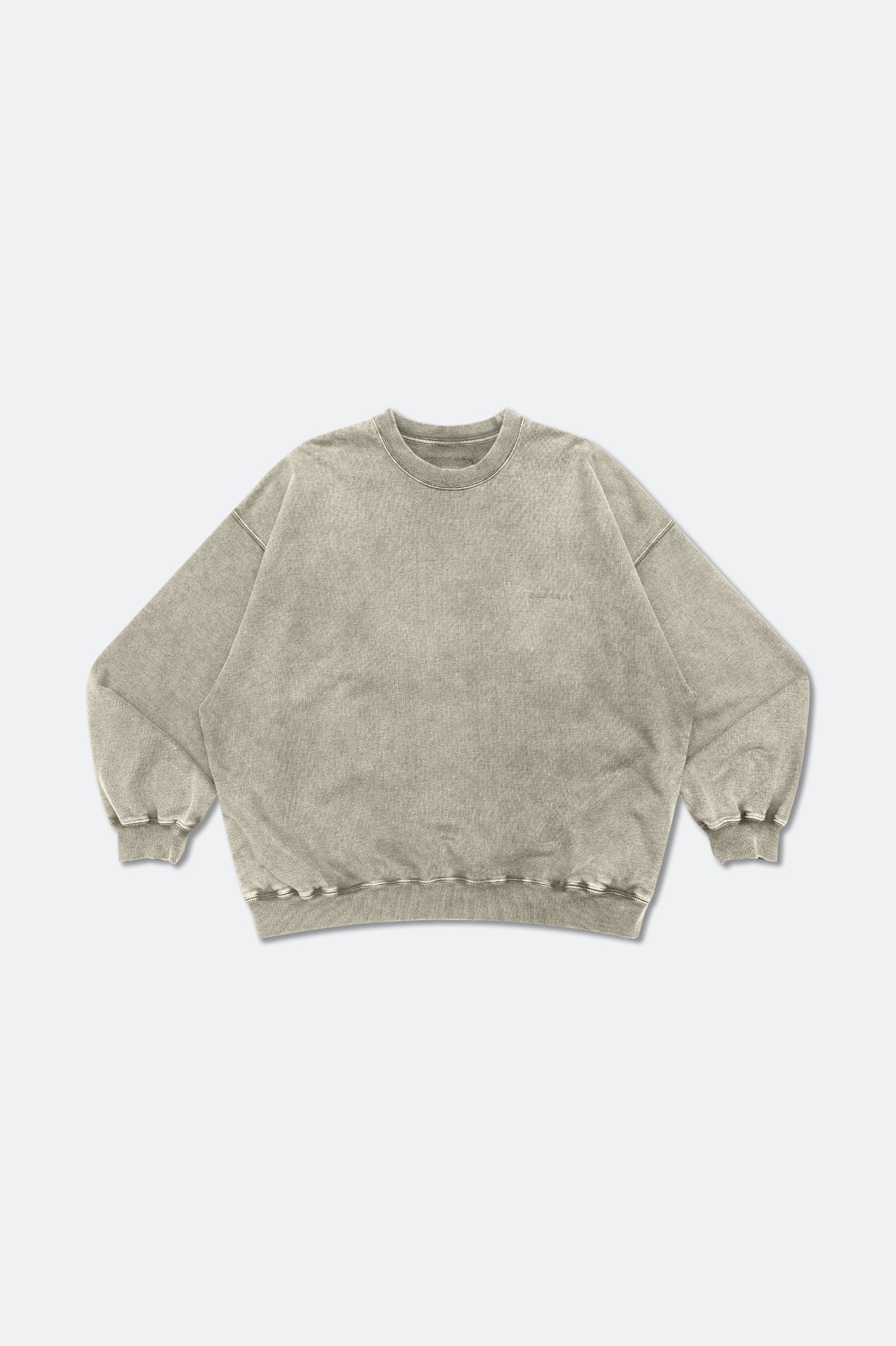 GROCERY BASIC WASHED CREWNECK SWEATER/ GREY OLIVE - GROGROCERY