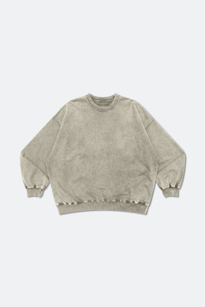 GROCERY BASIC WASHED CREWNECK SWEATER/ GREY OLIVE - GROGROCERY