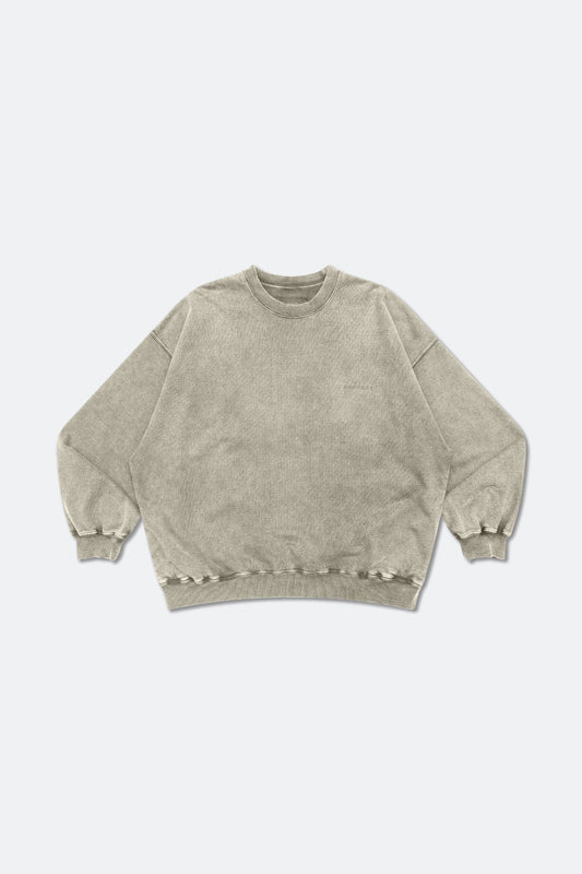 GROCERY BASIC WASHED CREWNECK SWEATER/ GREY OLIVE - GROGROCERY