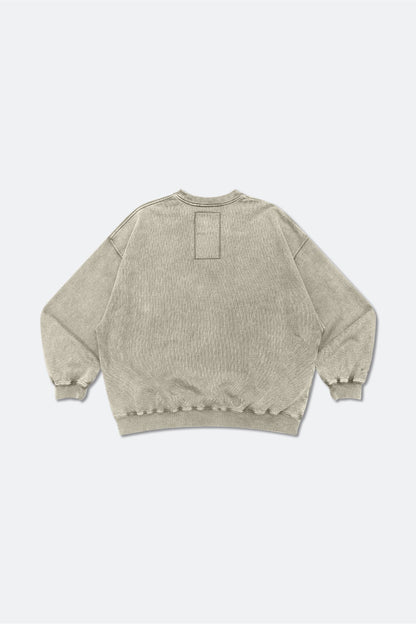 GROCERY BASIC WASHED CREWNECK SWEATER/ GREY OLIVE - GROGROCERY