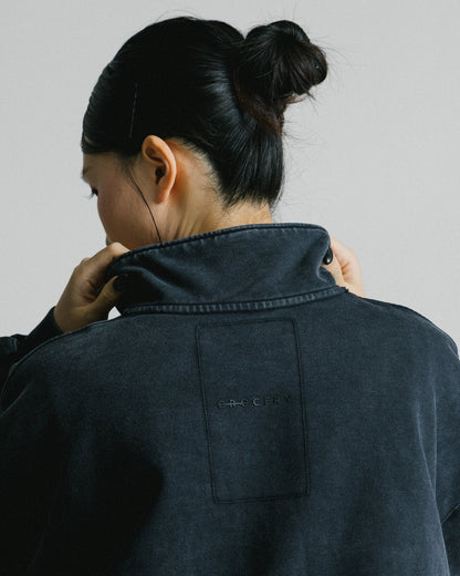 GROCERY BASIC WASHED HALF ZIP SWEATER/ BLACK - GROGROCERY