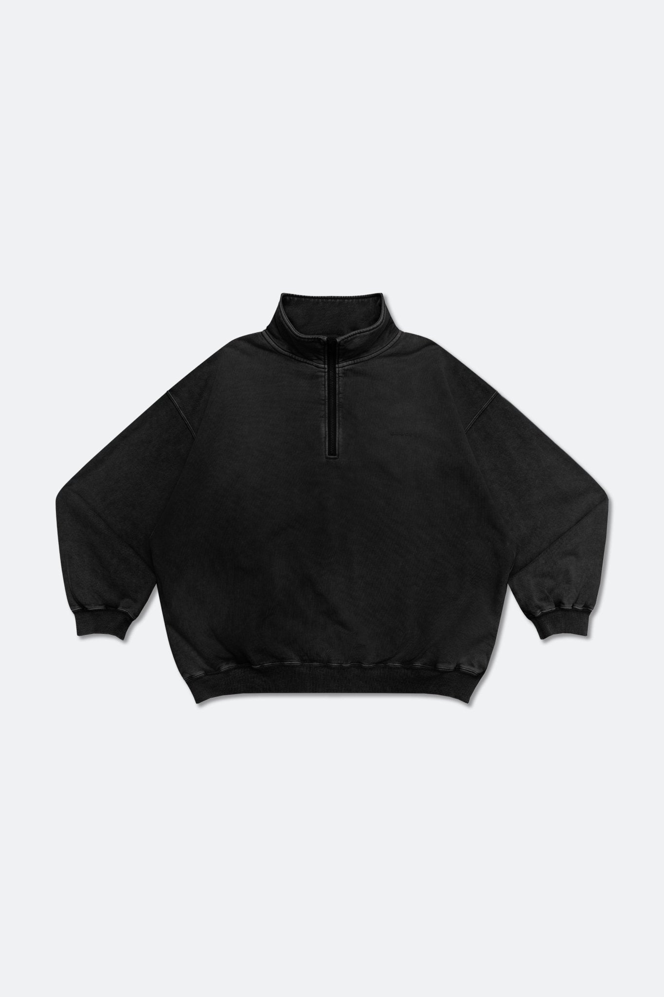 GROCERY BASIC WASHED HALF ZIP SWEATER/ BLACK - GROGROCERY