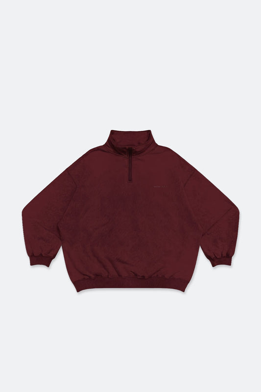 GROCERY BASIC WASHED HALF ZIP SWEATER/ BURGUNDY - GROGROCERY