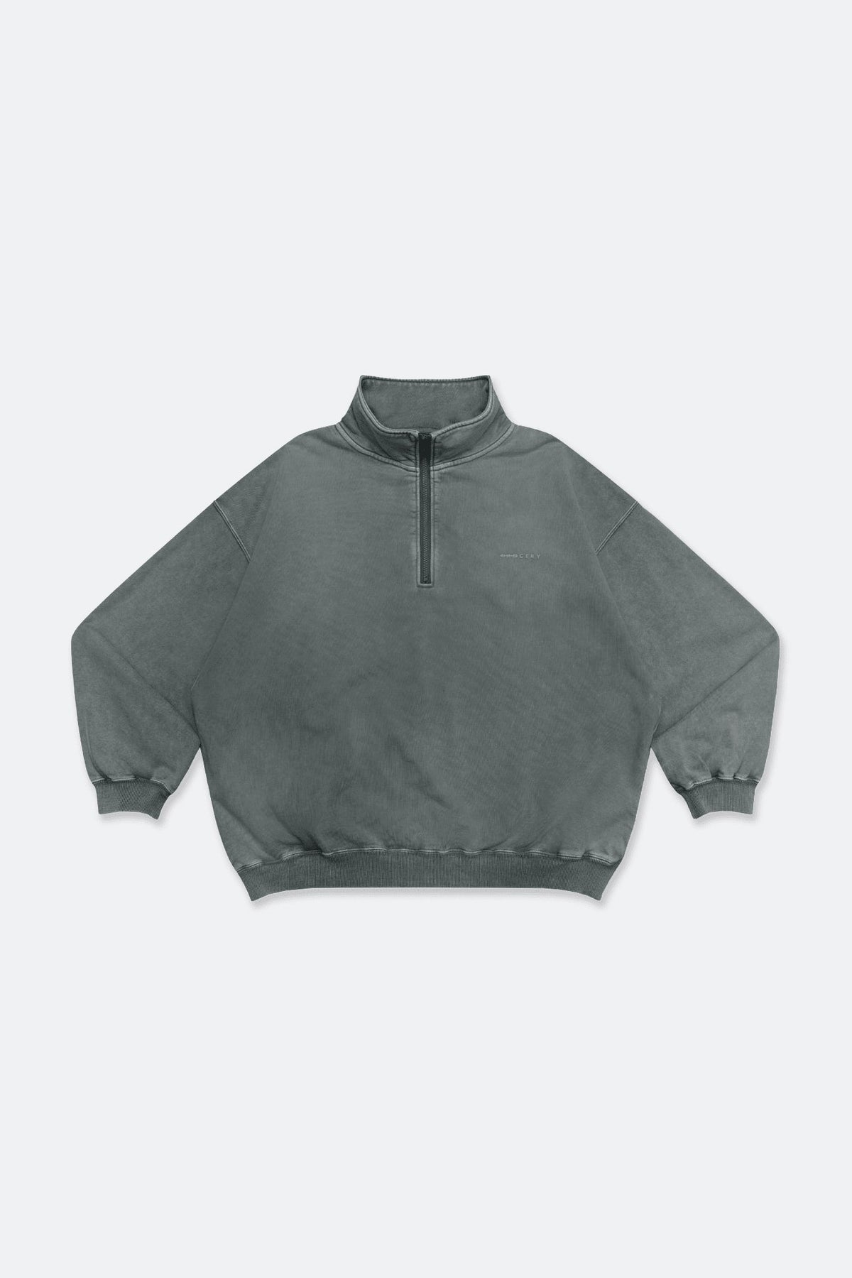 GROCERY BASIC WASHED HALF ZIP SWEATER/ GREY - GROGROCERY