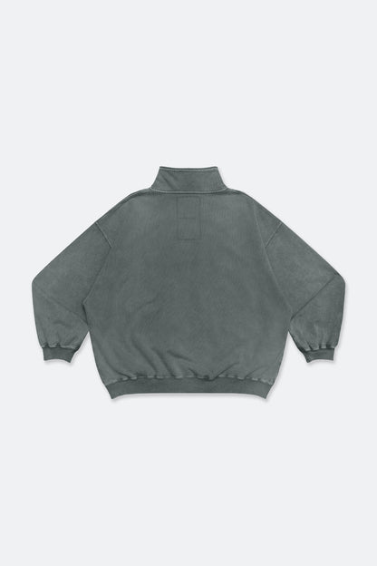GROCERY BASIC WASHED HALF ZIP SWEATER/ GREY - GROGROCERY