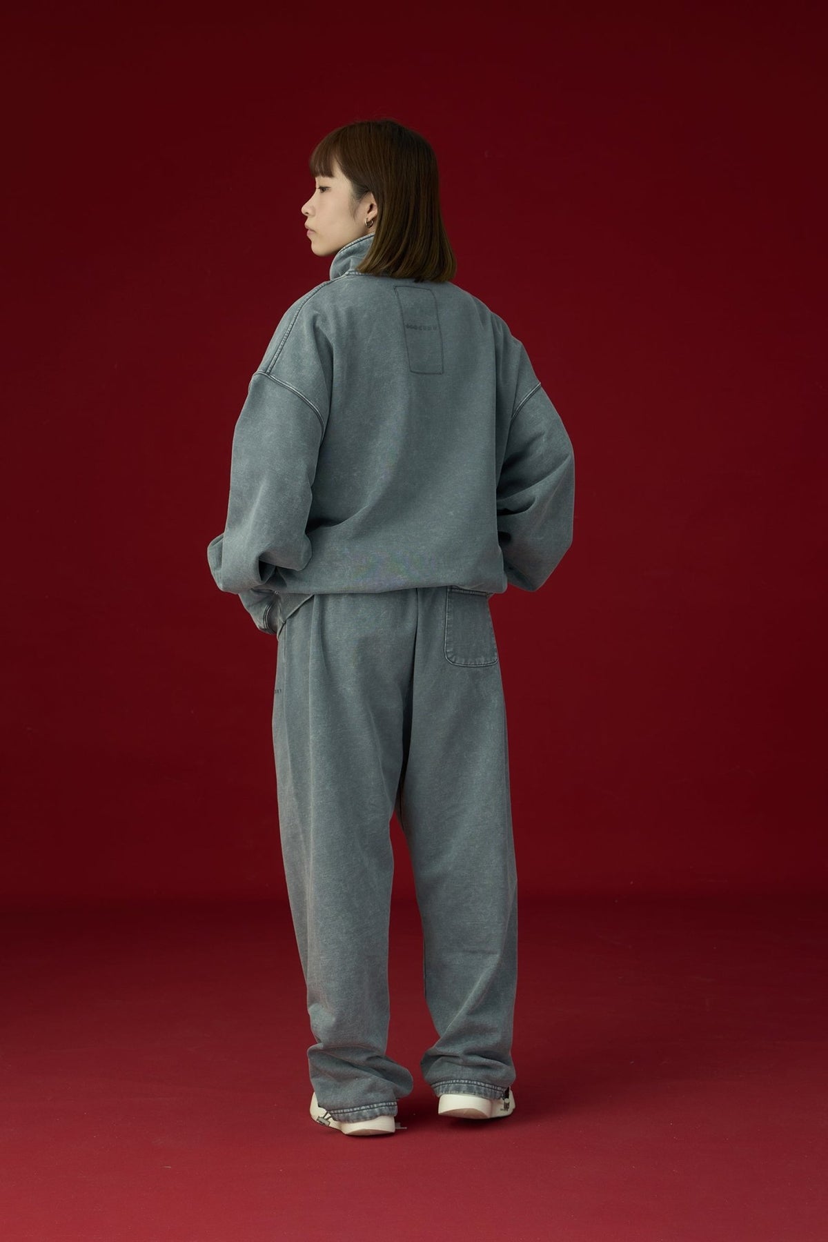 GROCERY BASIC WASHED HALF ZIP SWEATER/ GREY - GROGROCERY