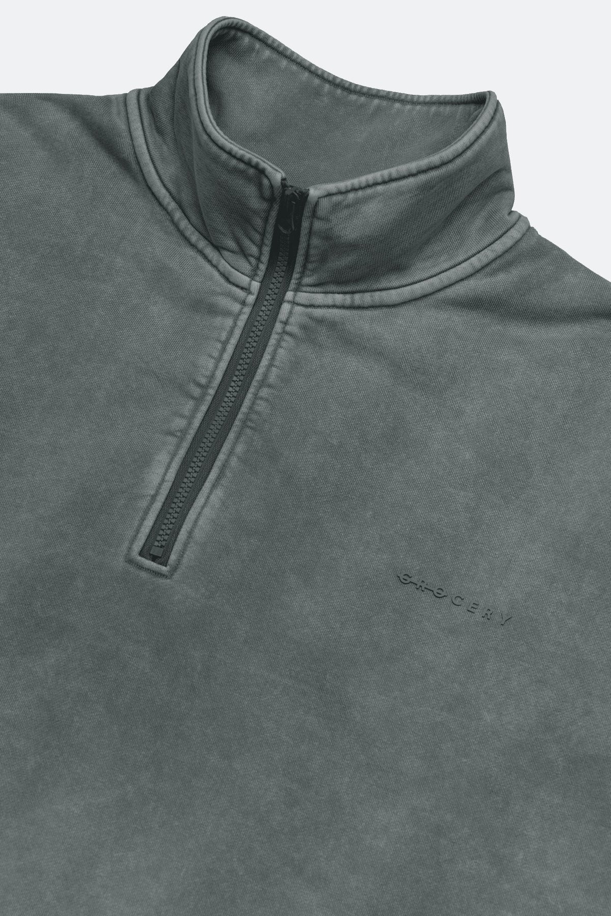 GROCERY BASIC WASHED HALF ZIP SWEATER/ GREY - GROGROCERY