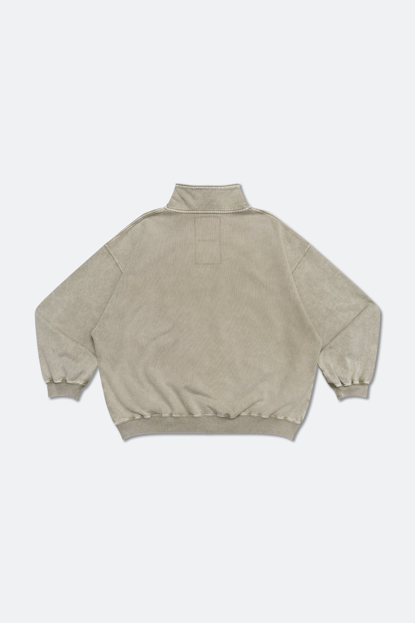 GROCERY BASIC WASHED HALF ZIP SWEATER/ GREY OLIVE - GROGROCERY
