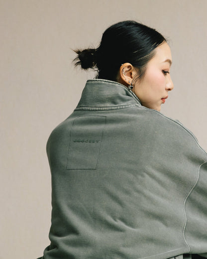 GROCERY BASIC WASHED HALF ZIP SWEATER/ HUNTER GREEN - GROGROCERY